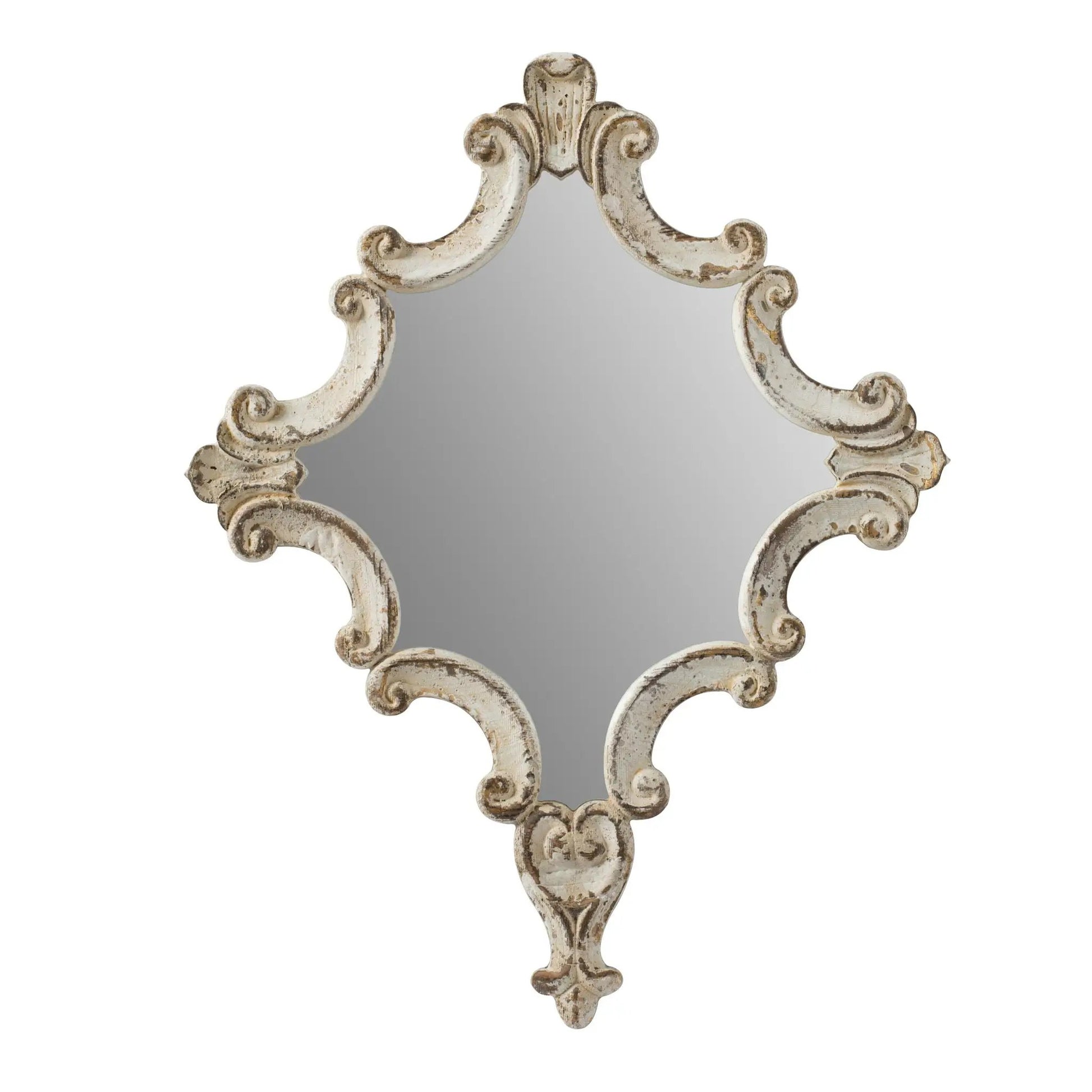 Artistic Diamond Scrollwork Mirror antique white distressed frame by Unique Piece Furniture on Tampa Home & Garden Store