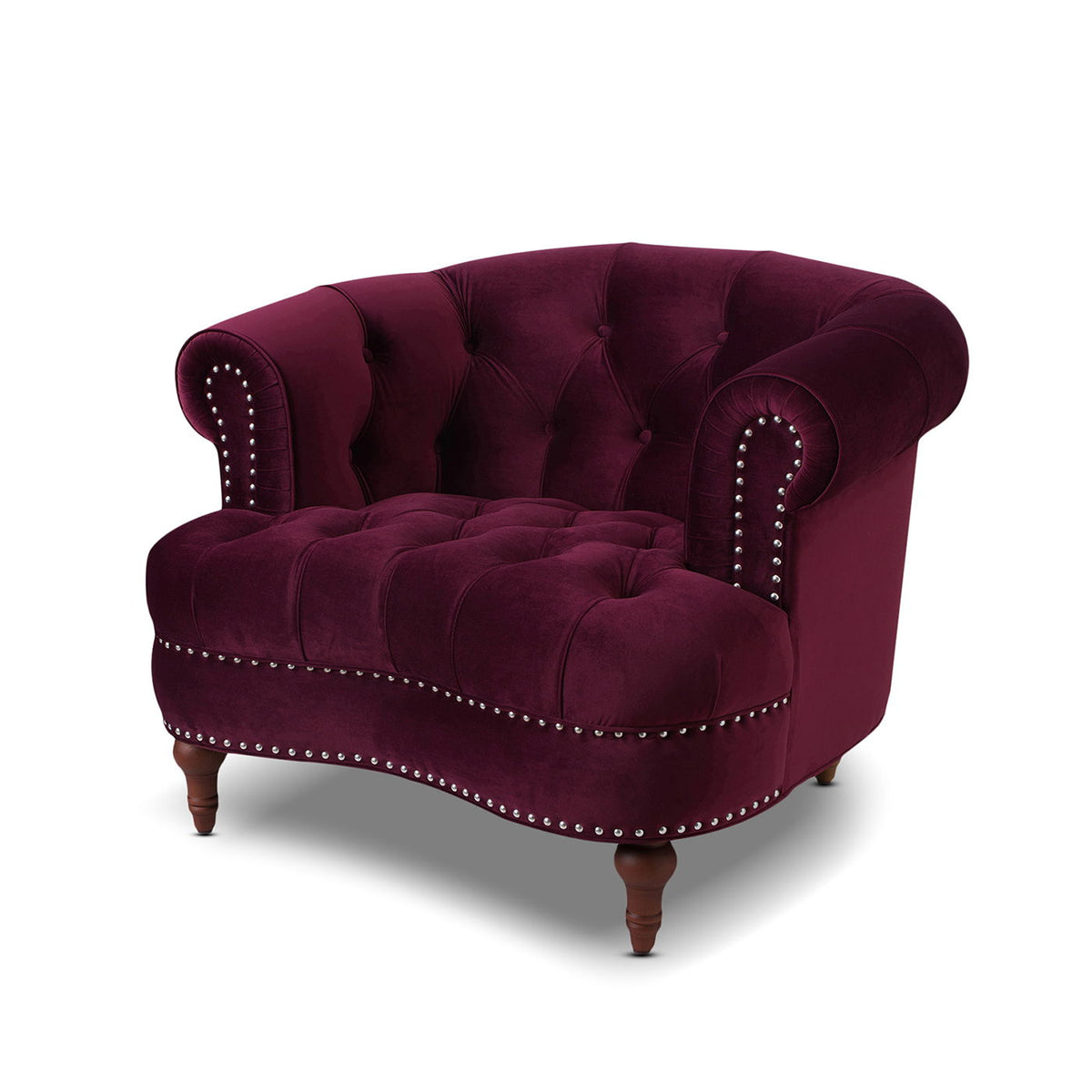 Accent chair Victorian tufted velvet with nailhead trim in burgundy by HouseOfZazla on Tampa Home & Garden Store