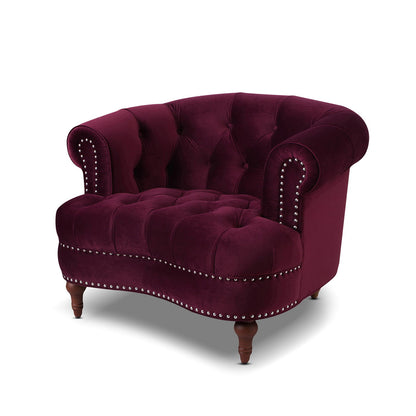 Accent chair Victorian tufted velvet with nailhead trim in burgundy by HouseOfZazla on Tampa Home & Garden Store