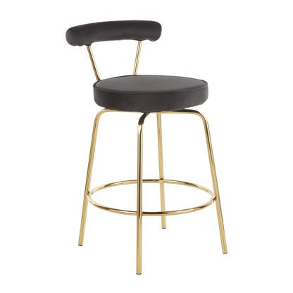 Glam Counter Stool with Swivel Seat black upholstery, gold metal frame on Tampa Home & Garden Store