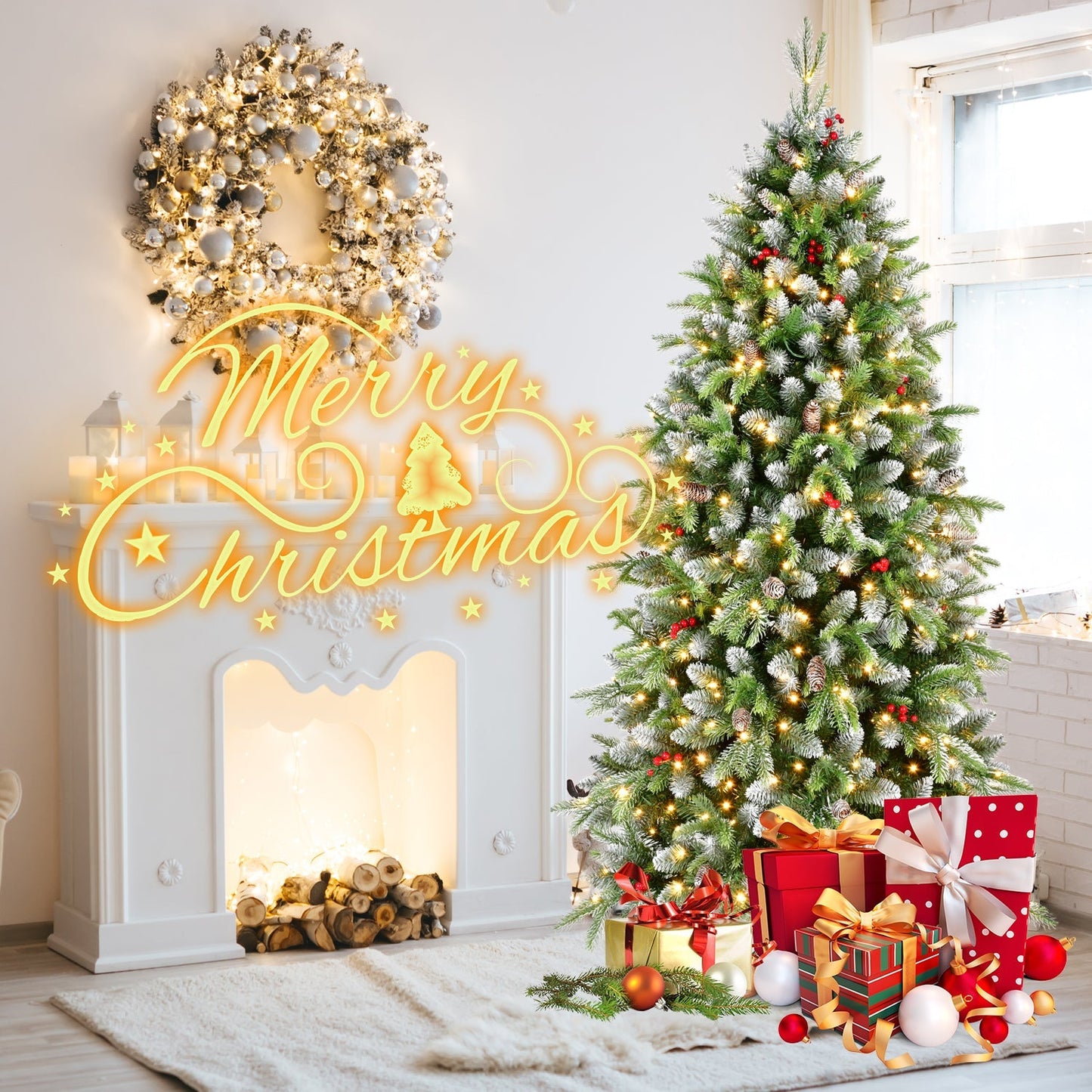6ft pre-lit artificial Christmas tree with 380 warm white LEDs, HouseOfZazla on Tampa Home & Garden Store