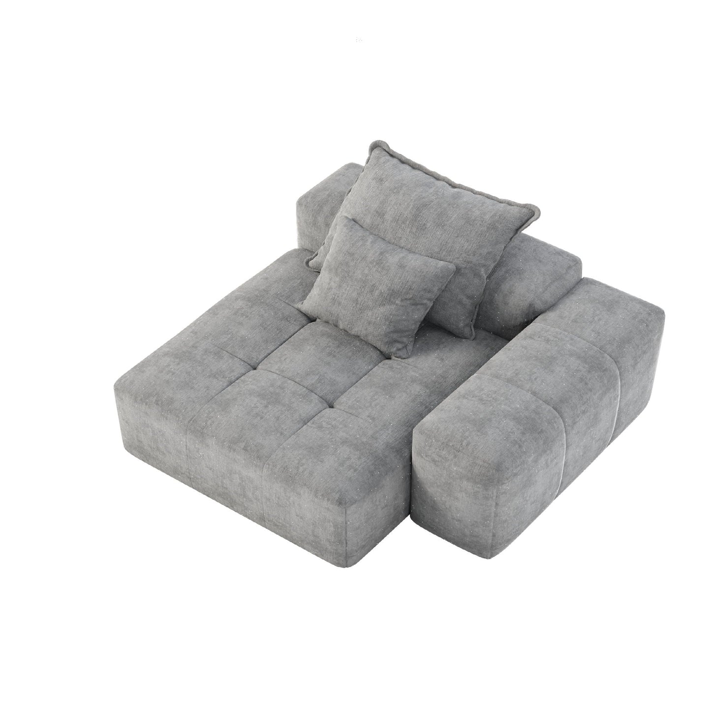 Modular chaise sectional in gray chenille with plush cushions HouseOfZazla on Tampa Home & Garden Store