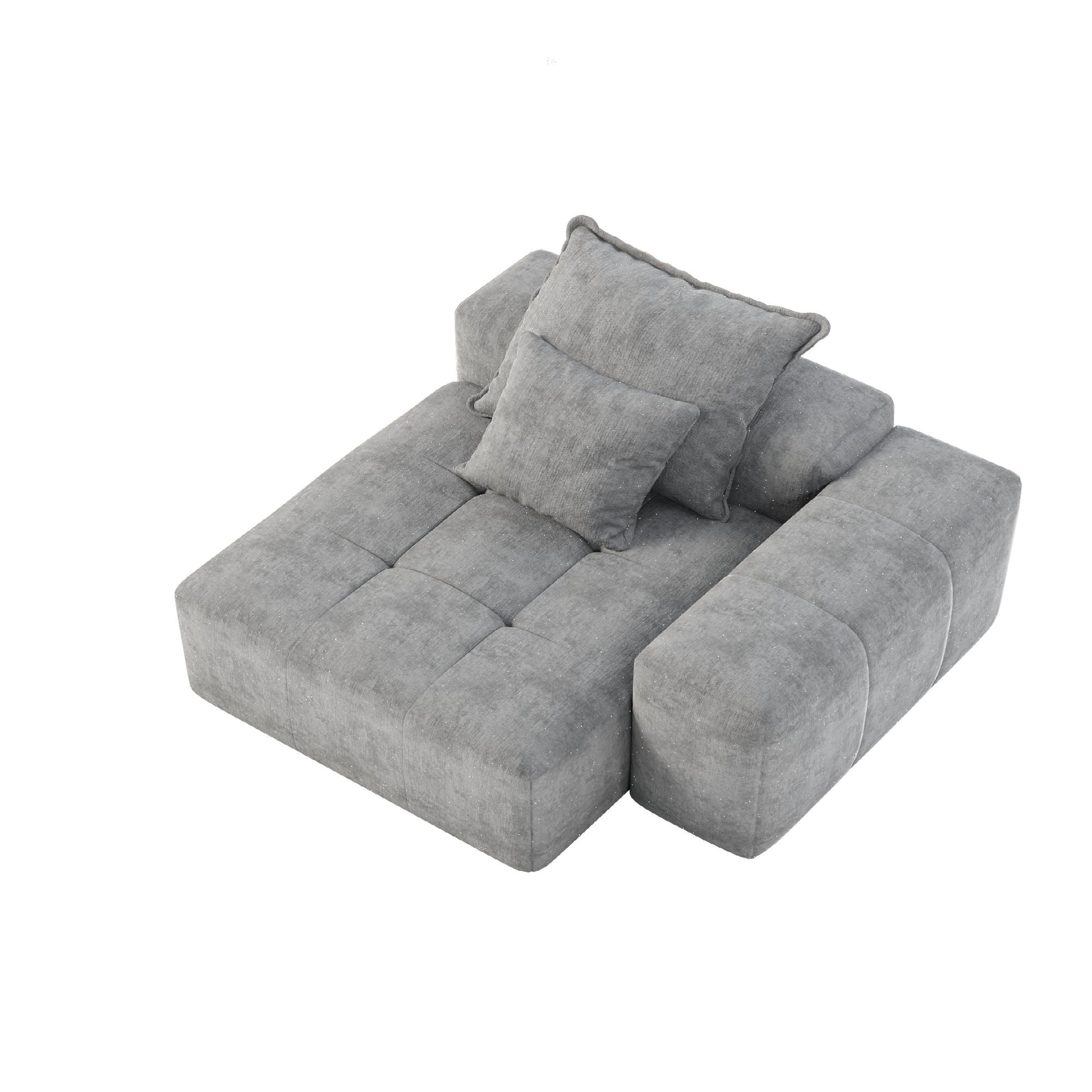 Modular chaise sectional in gray chenille with plush cushions HouseOfZazla on Tampa Home & Garden Store
