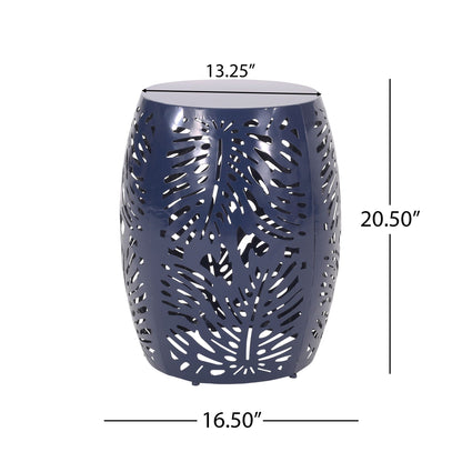 End table blue palm-leaf metal outdoor side table by HouseOfZazla on Tampa Home & Garden Store