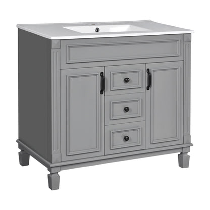 Bathroom Vanity With Ceramic Sink and Storage