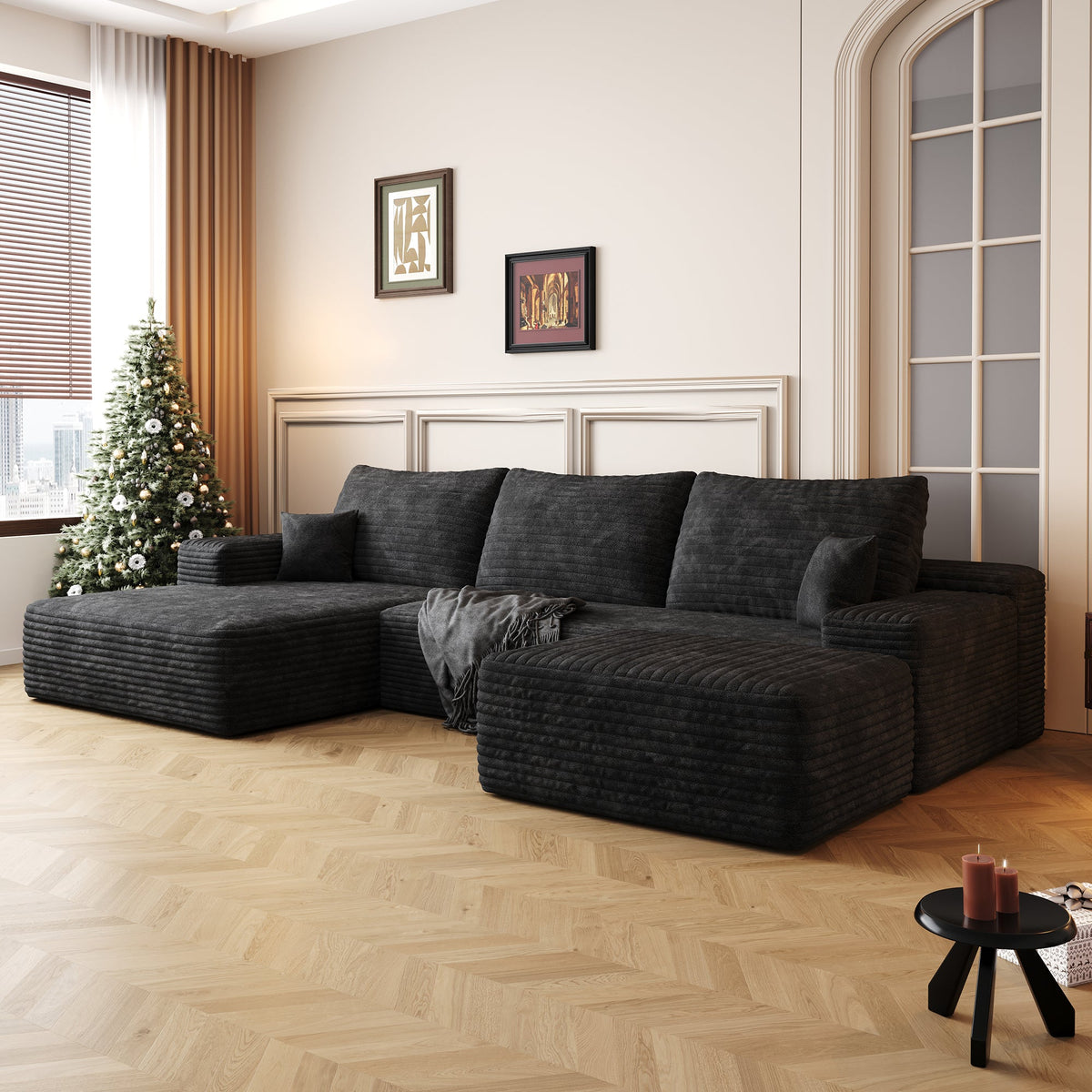Modern Cloud Sectional Sofa and Corduroy Fabric