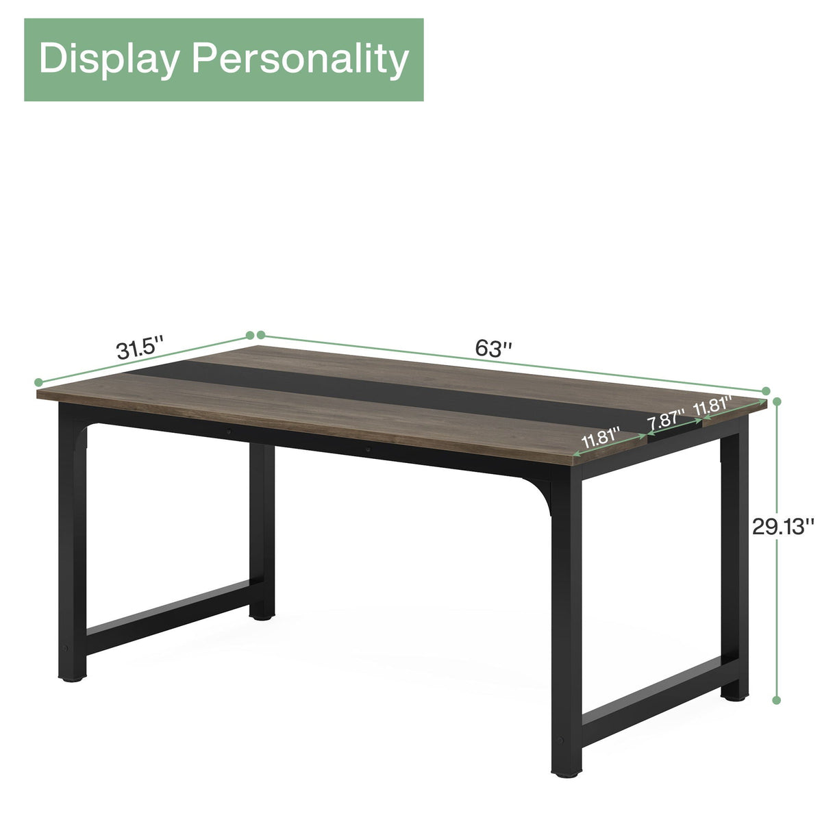 Large computer desk by HouseOfZazla with steel frame and adjustable feet, two-tone wood top on Tampa Home & Garden Store