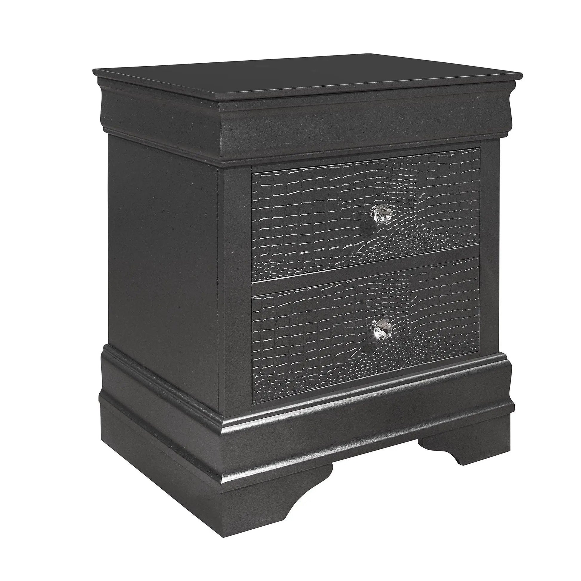 Shaker Crocodile Nightstand black crocodile-front drawers crystal knob Unique Piece Furniture on Tampa Home & Garden Store