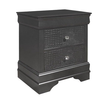 Shaker Crocodile Nightstand black crocodile-front drawers crystal knob Unique Piece Furniture on Tampa Home & Garden Store