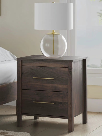Calverson Night Stand Walnut Finish with Handle