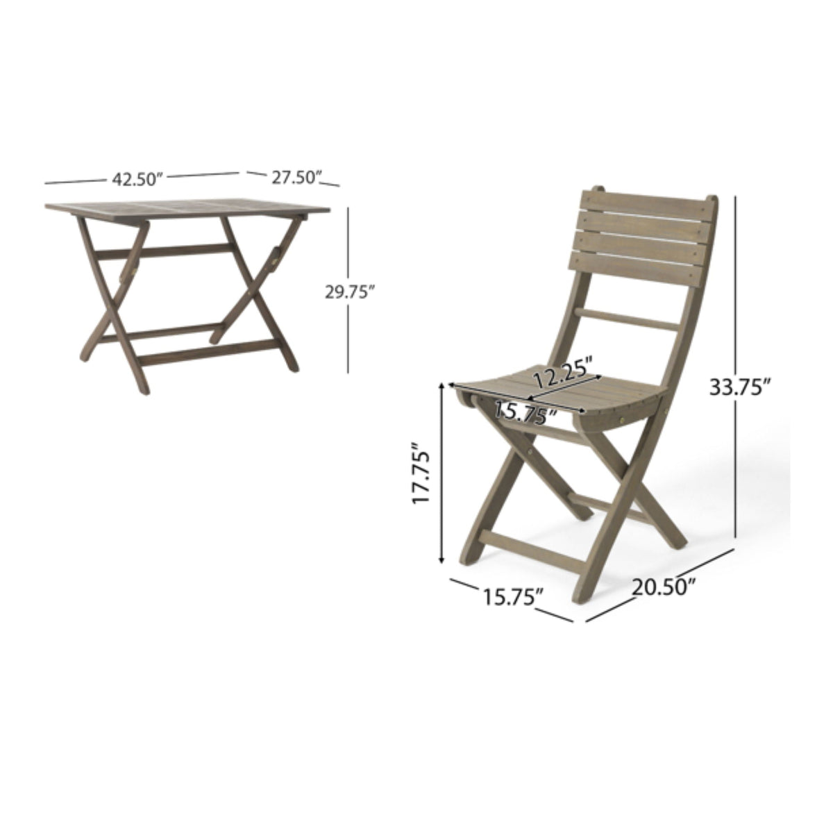 Positano folding dining set, 5-piece brown wood with folding table and chairs on Tampa Home & Garden Store