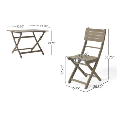 Positano folding dining set, 5-piece brown wood with folding table and chairs on Tampa Home & Garden Store