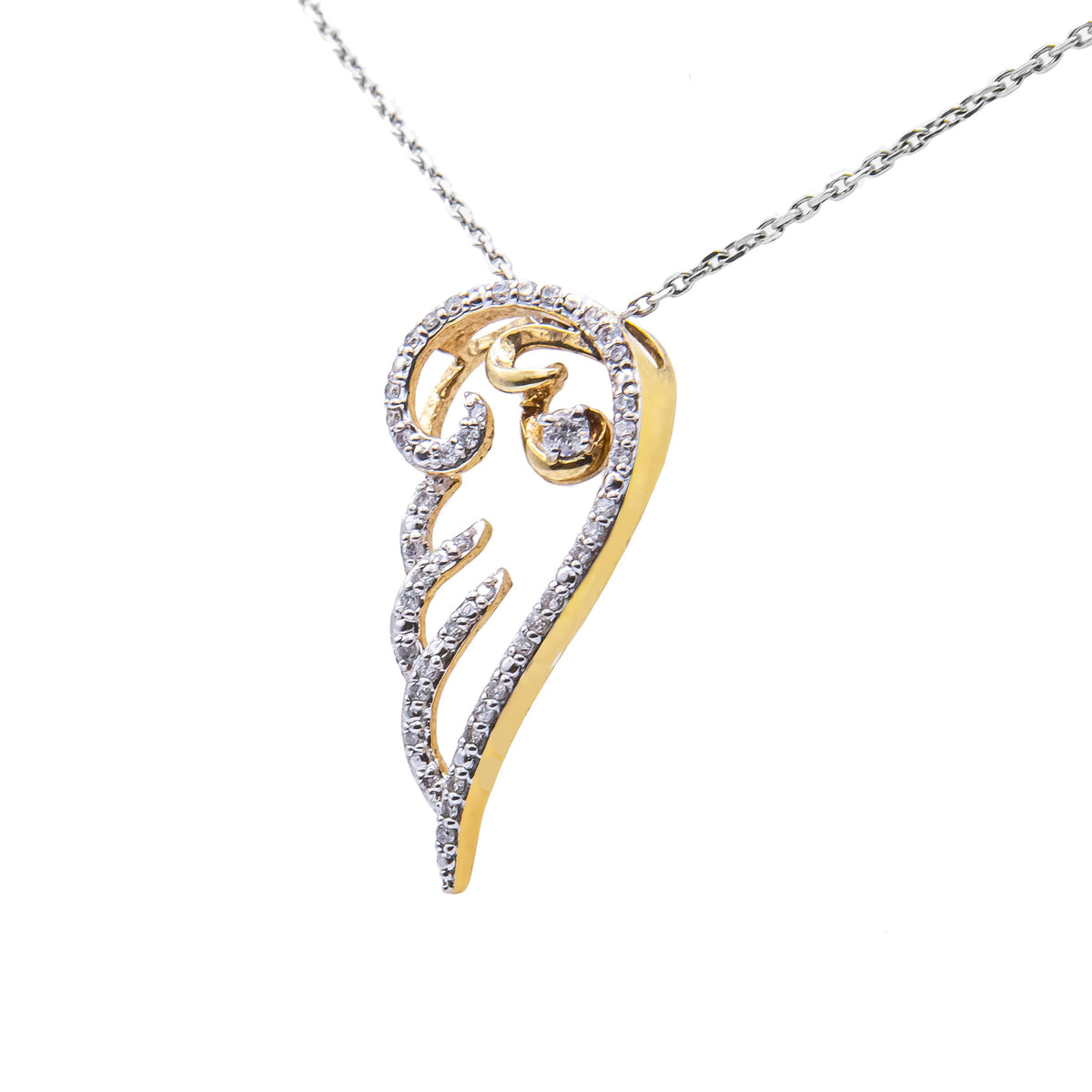Bids.com 10K yellow gold over sterling silver 1/4ctw diamond angel wing pendant on 18in chain on Tampa Home & Garden Store