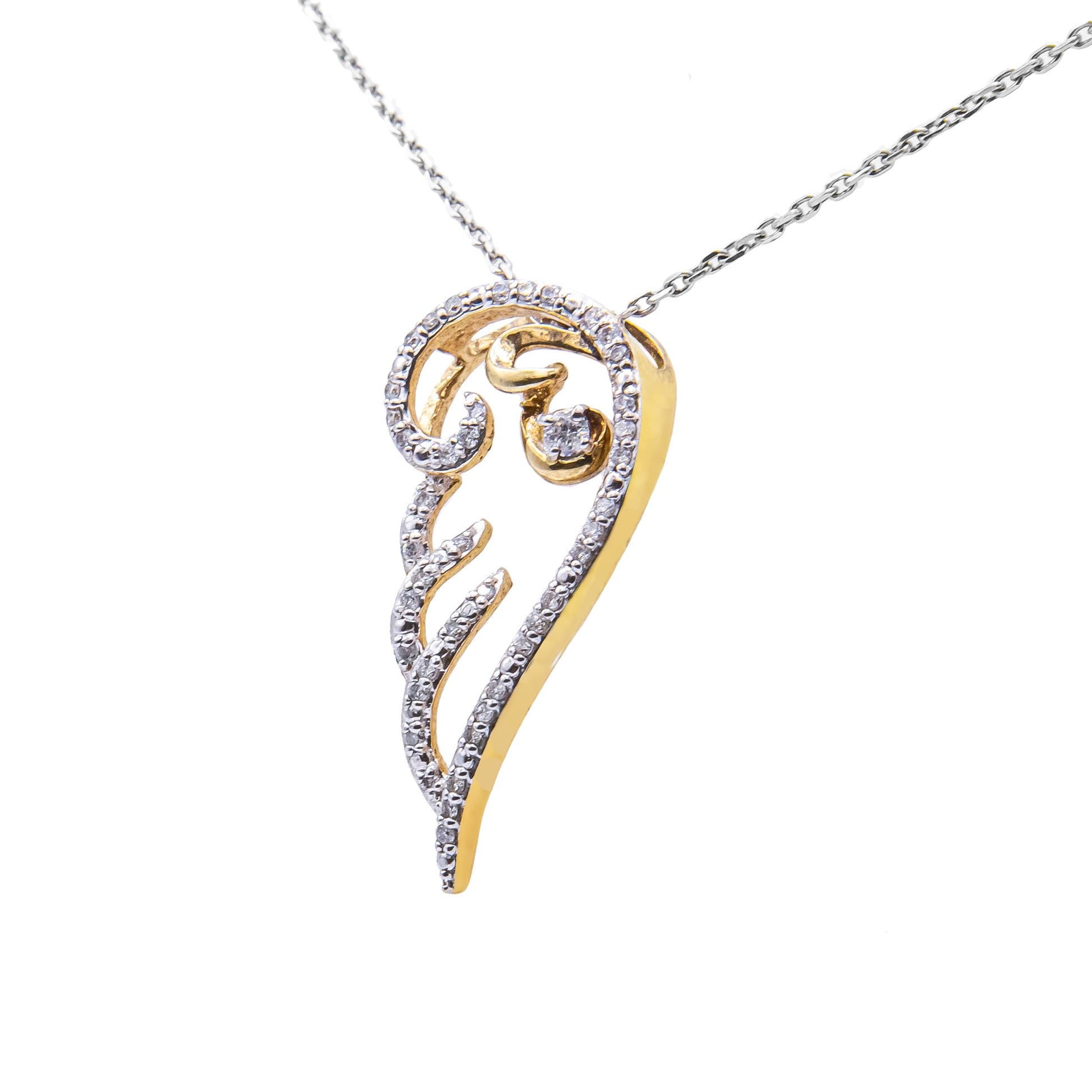 Bids.com 10K yellow gold over sterling silver 1/4ctw diamond angel wing pendant on 18in chain on Tampa Home & Garden Store
