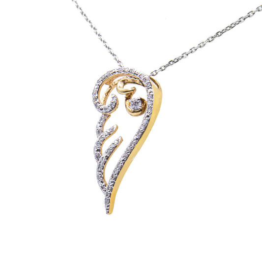 Bids.com 10K yellow gold over sterling silver 1/4ctw diamond angel wing pendant on 18in chain on Tampa Home & Garden Store
