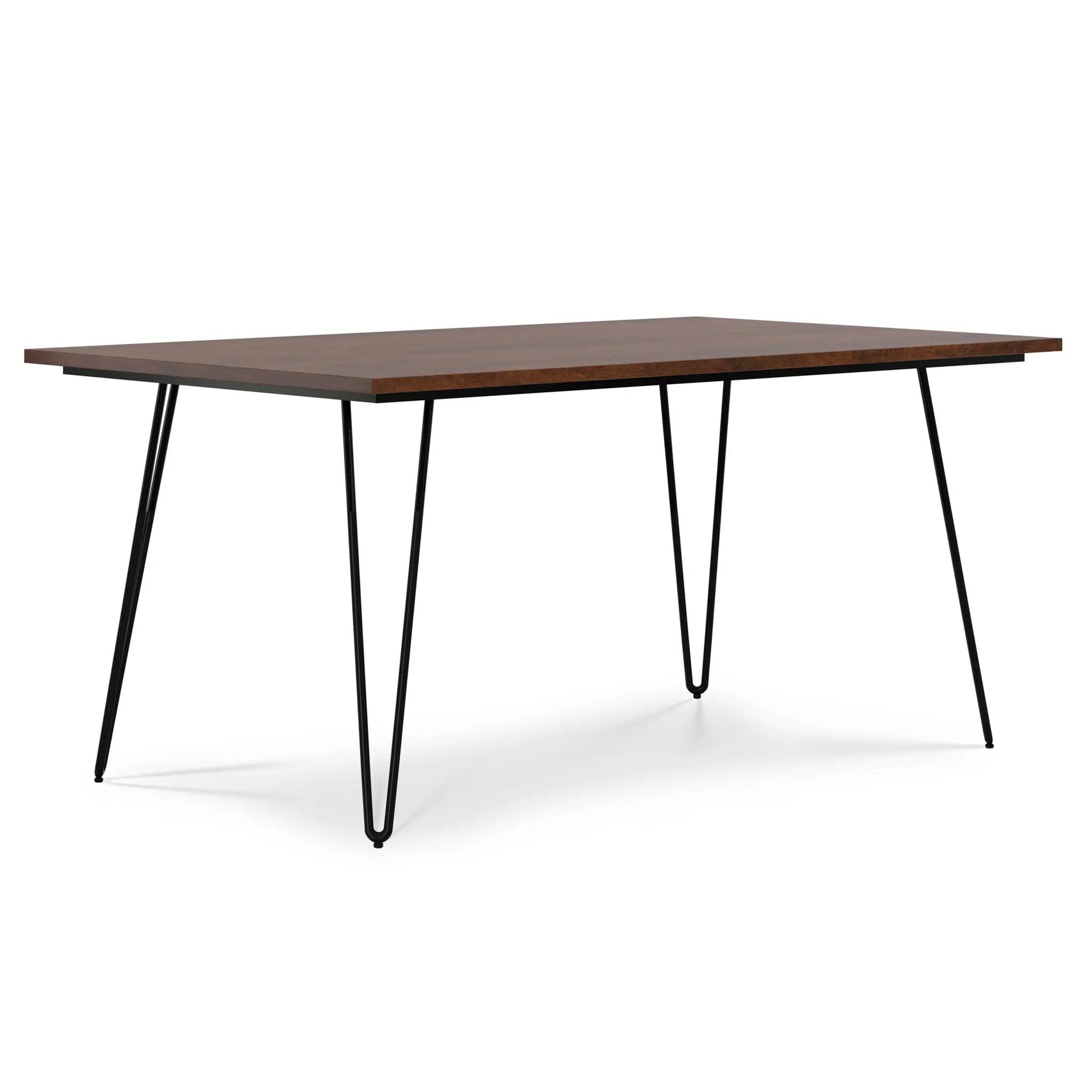 Hunter Handcrafted Dining Table with dark walnut wood top and black metal hairpin legs on Tampa Home & Garden Store