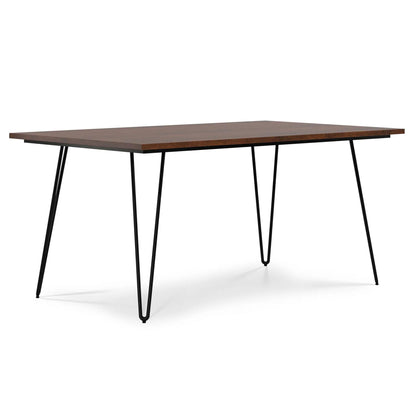 Hunter Handcrafted Dining Table with dark walnut wood top and black metal hairpin legs on Tampa Home & Garden Store