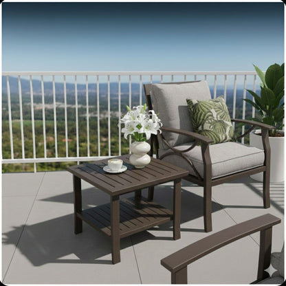 Square 2 Tier Rust Resistant Outdoor Side Table