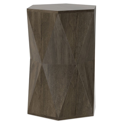 Mckinley Side Table with Sculptural Geometric Facets in dark brown wood by HouseOfZazla on Tampa Home & Garden Store