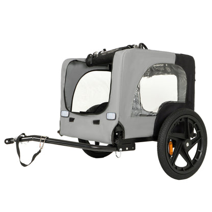 Outdoor Heavy Duty Collapsible Pet Trailer in gray with 16-inch all-terrain wheels by HouseOfZazla on Tampa Home & Garden Store