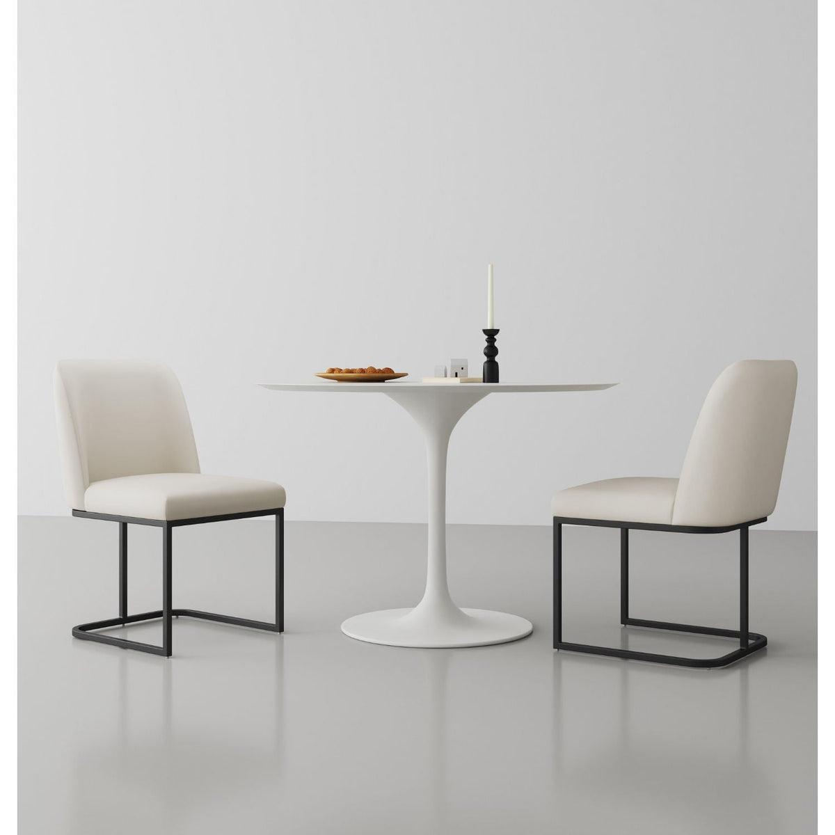 Serena Dining Chair cream upholstery with geometric black metal base (2) HouseOfZazla on Tampa Home & Garden Store
