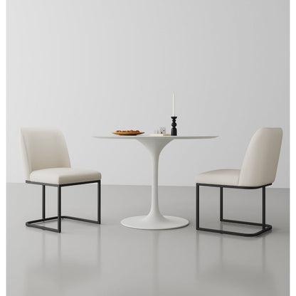 Serena Dining Chair cream upholstery with geometric black metal base (2) HouseOfZazla on Tampa Home & Garden Store