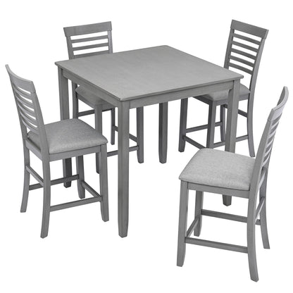 Square Counter Height Dining Table and 4 Chairs