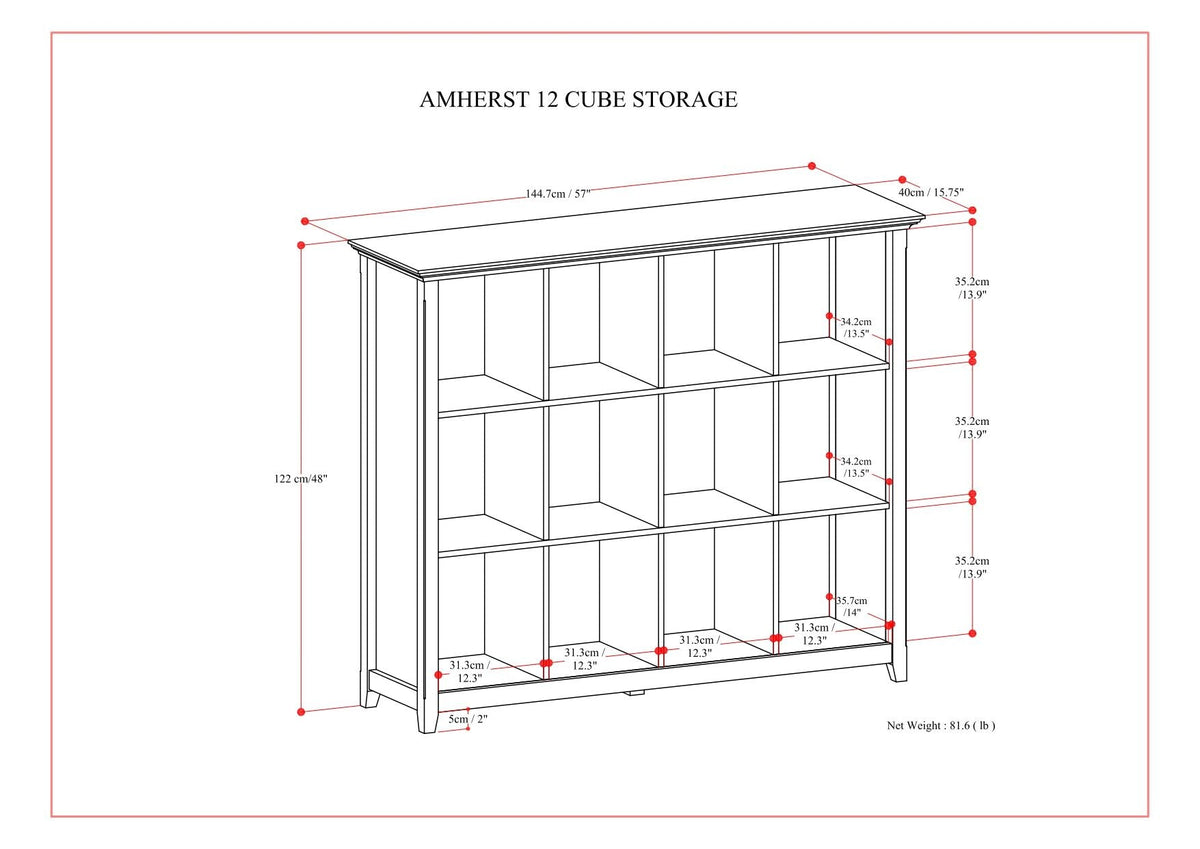 Amherst 12 Cube Storage Bookcase cube organizer by HouseOfZazla with 12 cubbies blueprint on Tampa Home & Garden Store