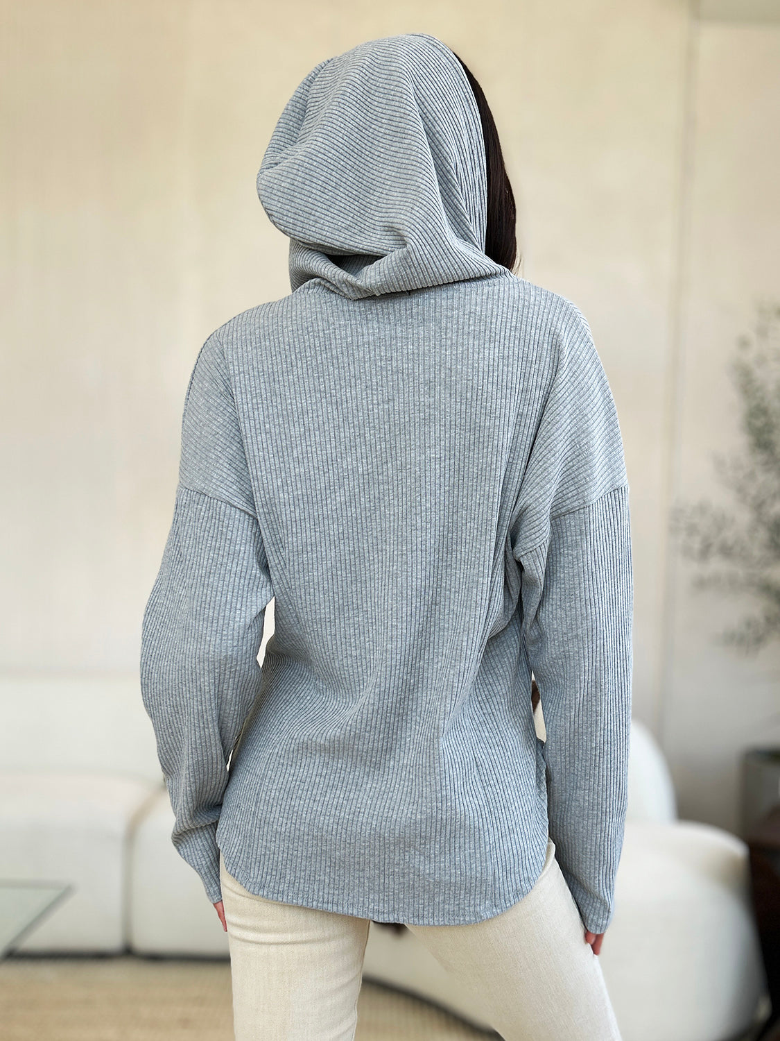 Culture Code gray ribbed knit hooded zip-up jacket for women by Stevvex, coats & jackets on Tampa Home & Garden Store