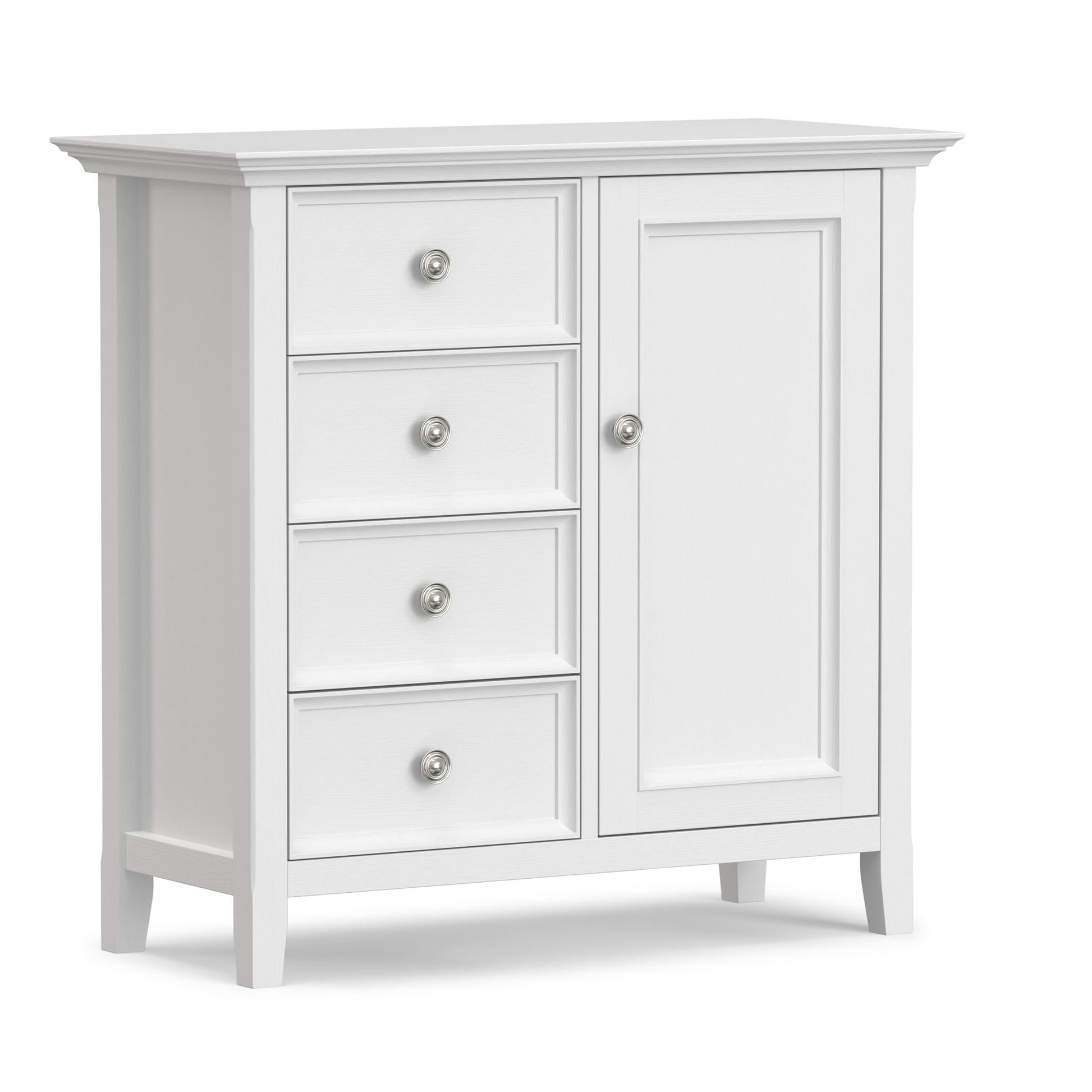 Amherst Handcrafted Medium Storage Cabinet white finish, left drawers, right door HouseOfZazla on Tampa Home & Garden Store