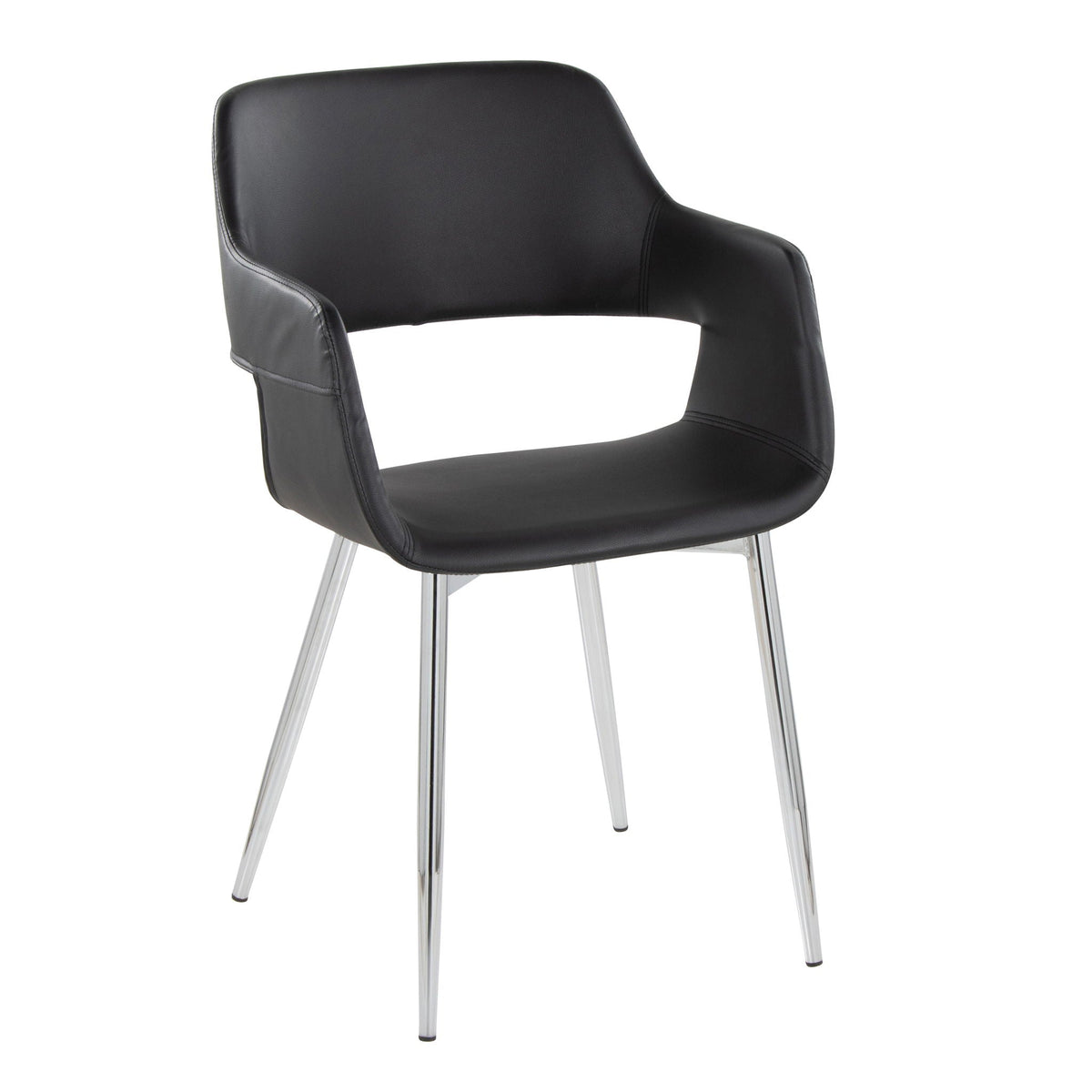 Contemporary black dining chair with cushioned back and chrome legs on Tampa Home & Garden Store
