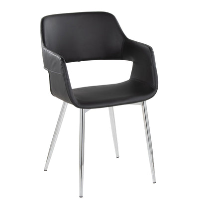 Contemporary black dining chair with cushioned back and chrome legs on Tampa Home & Garden Store