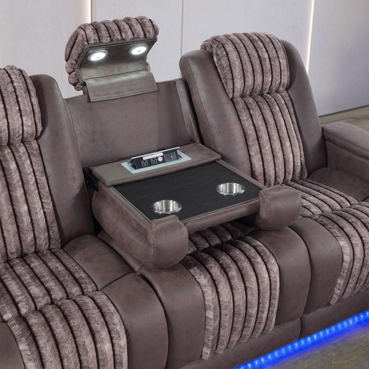 Duran Power Reclining Sofa and Drop Down Table