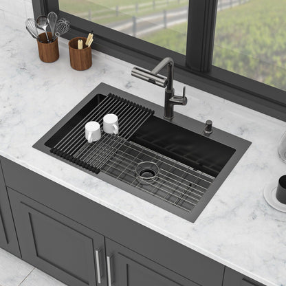 Stainless Steel Kitchen Sink with Pull Faucet