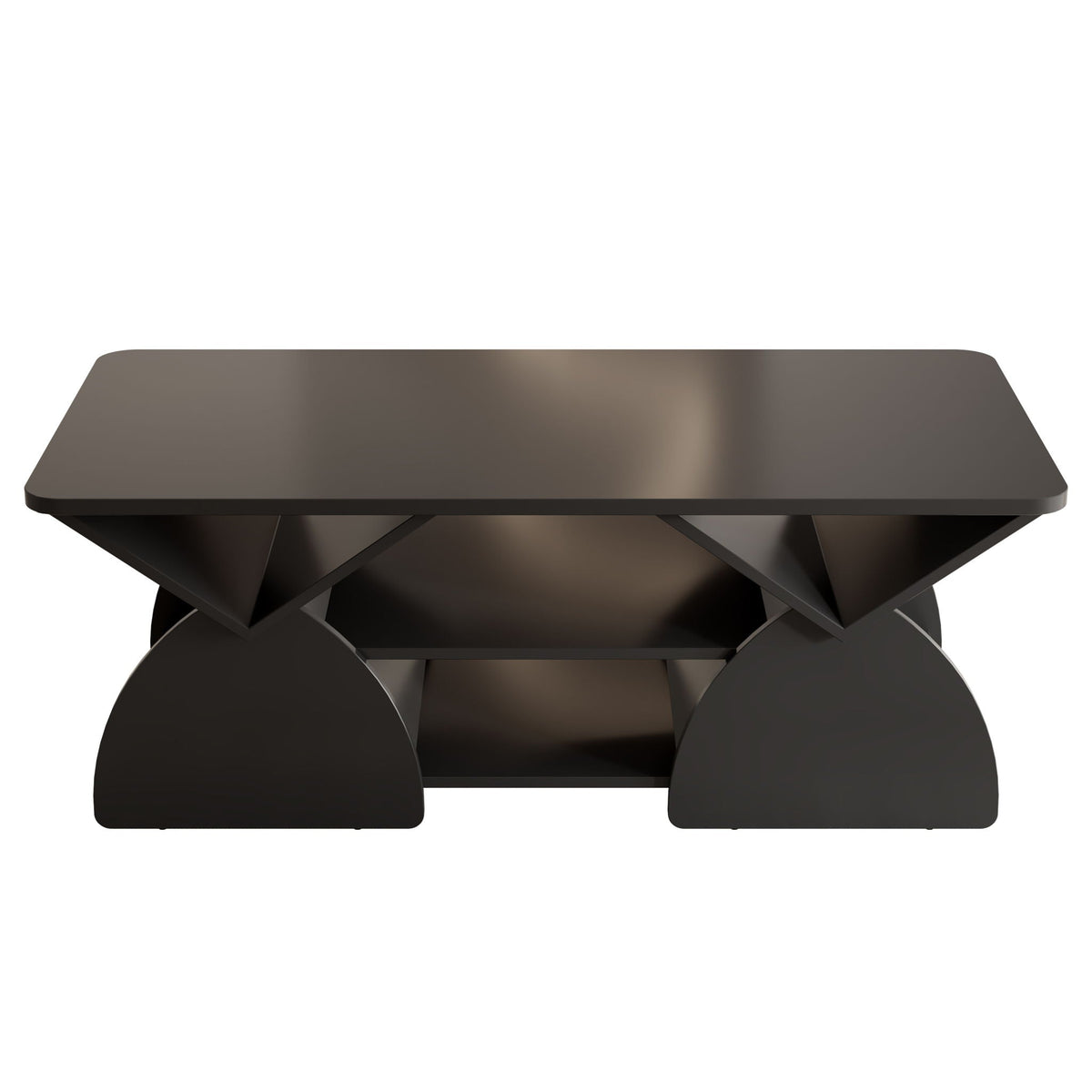 Geometric Engineered Coffee Table with Open Shelves in black finish, HouseOfZazla on Tampa Home & Garden Store