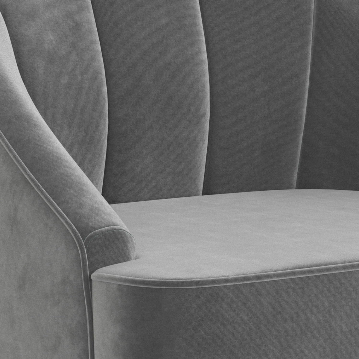 Upholstered Accent Chair with curved back and detail in light gray fabric by HouseOfZazla on Tampa Home & Garden Store