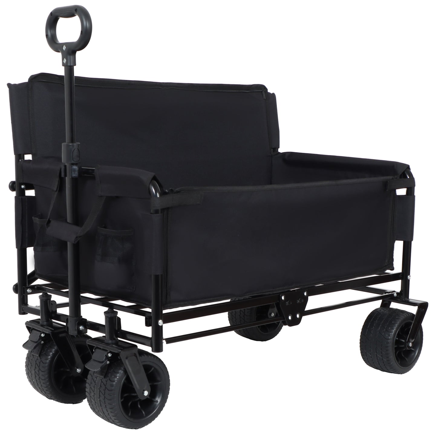 3-in-1 Convertible Folding Wagon Cart with Bench Seat, black HouseOfZazla outdoor wagon on Tampa Home & Garden Store