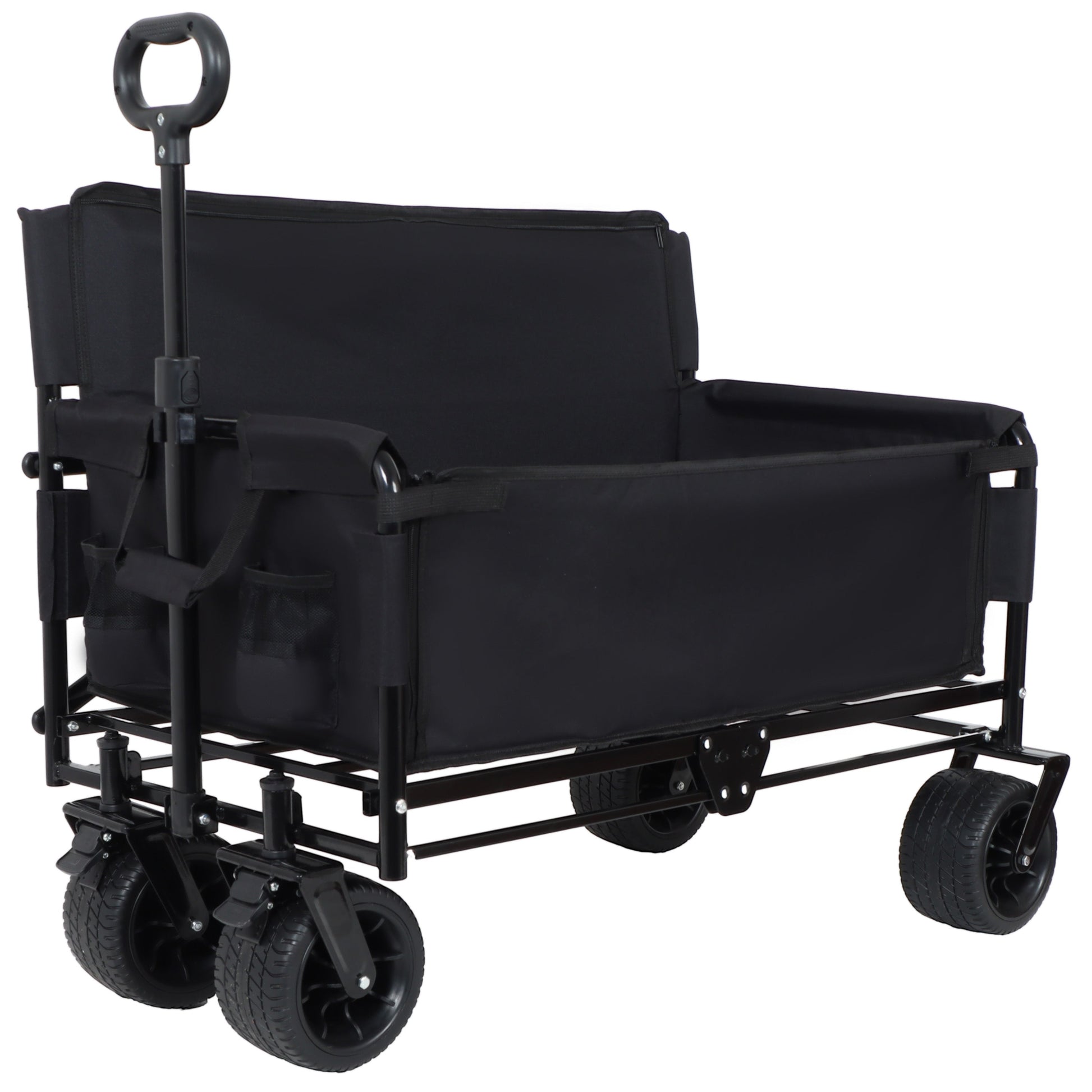 3-in-1 Convertible Folding Wagon Cart with Bench Seat, black HouseOfZazla outdoor wagon on Tampa Home & Garden Store