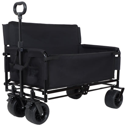 3-in-1 Convertible Folding Wagon Cart with Bench Seat, black HouseOfZazla outdoor wagon on Tampa Home & Garden Store