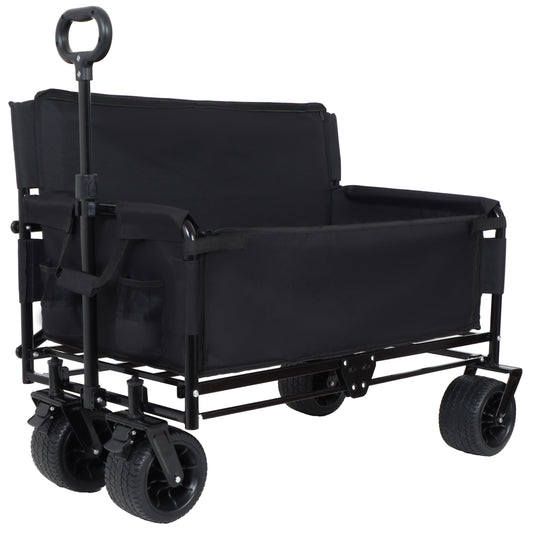 3-in-1 Convertible Folding Wagon Cart with Bench Seat, black HouseOfZazla outdoor wagon on Tampa Home & Garden Store