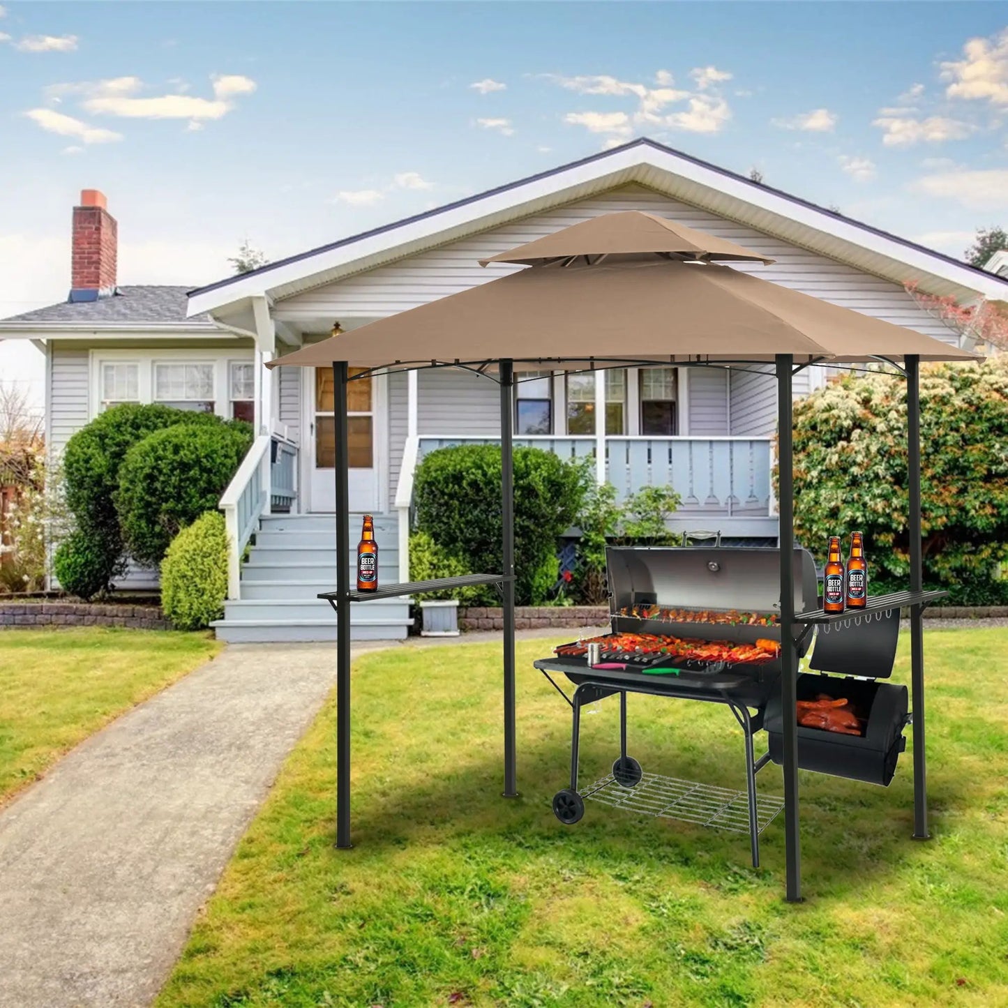 Outdoor Grill Gazebo and Double Tier Canopy