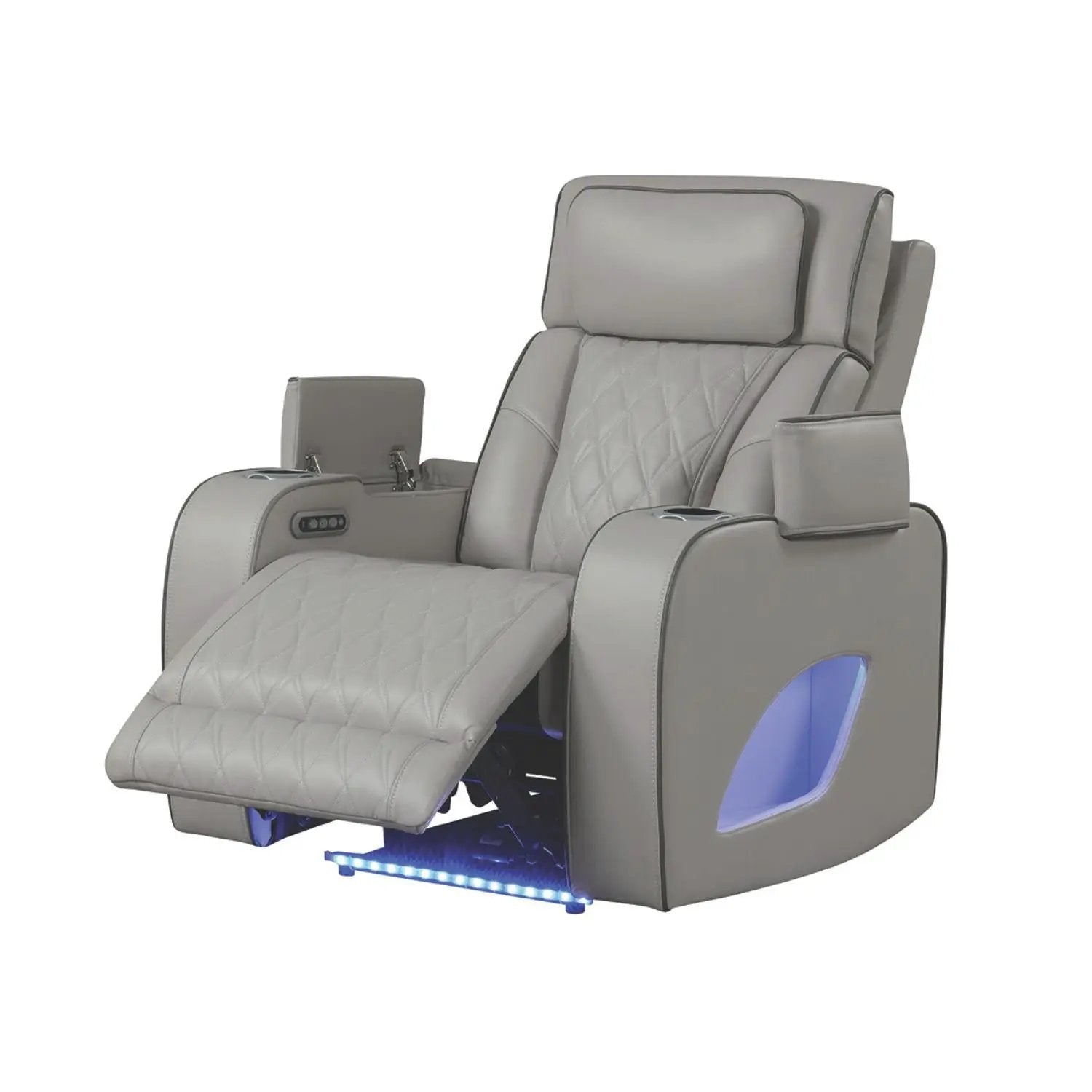 Fortuner power reclining chair Unique Piece Furniture gray quilted upholstery footrest on Tampa Home & Garden Store
