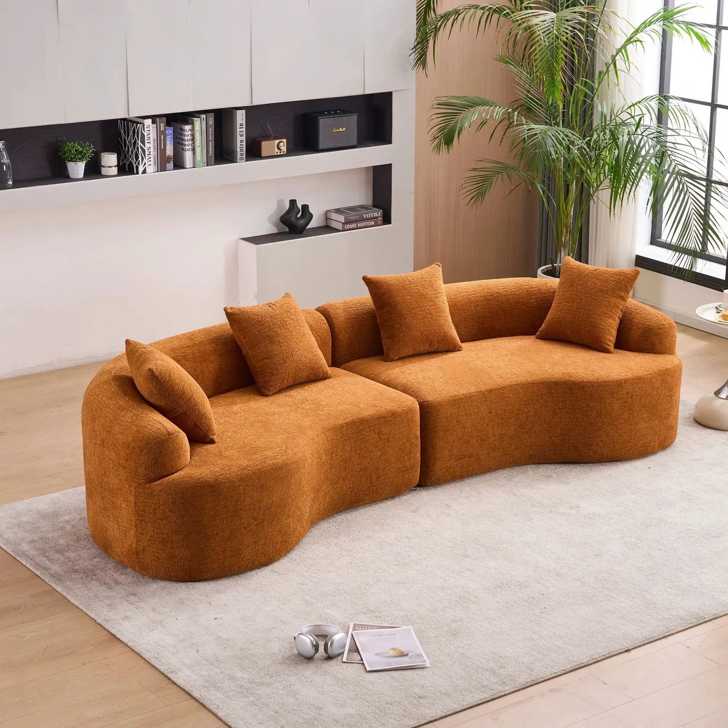 4 Seater Fabric Sofa With Sleeper For Living Room