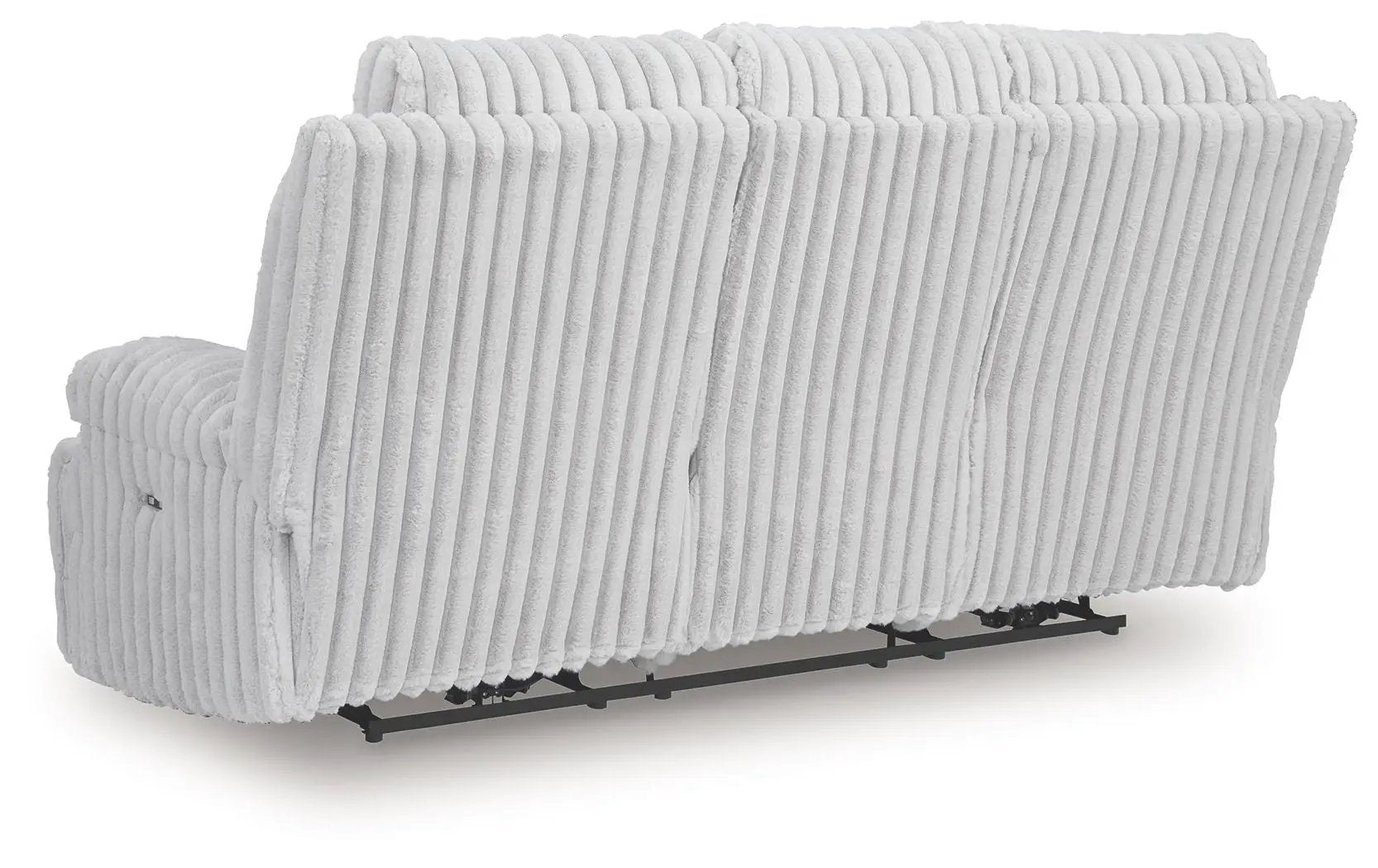 Rhines Falls reclining power sofa alloy with white corduroy upholstery and drop-down table on Tampa Home & Garden Store