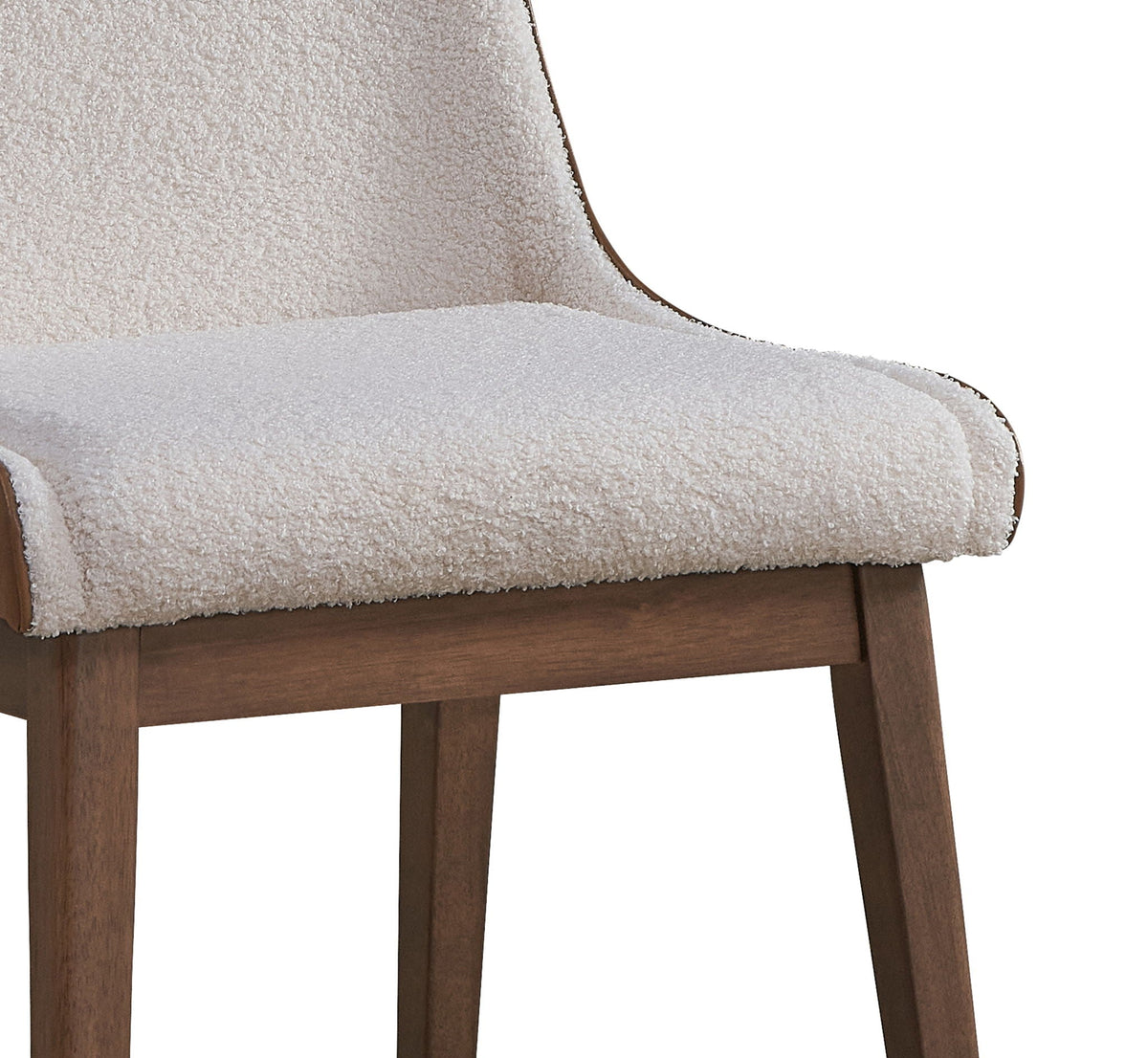 Boucle velvet side chairs set of 2 with walnut finish legs beige boucle upholstery on Tampa Home & Garden Store