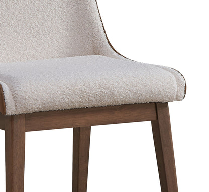 Boucle velvet side chairs set of 2 with walnut finish legs beige boucle upholstery on Tampa Home & Garden Store