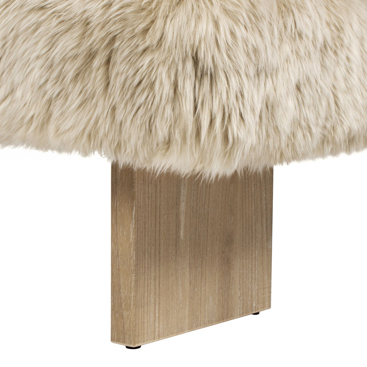 Upholstered bench with natural blonde sheepskin fur top and wood base by HouseOfZazla on Tampa Home & Garden Store