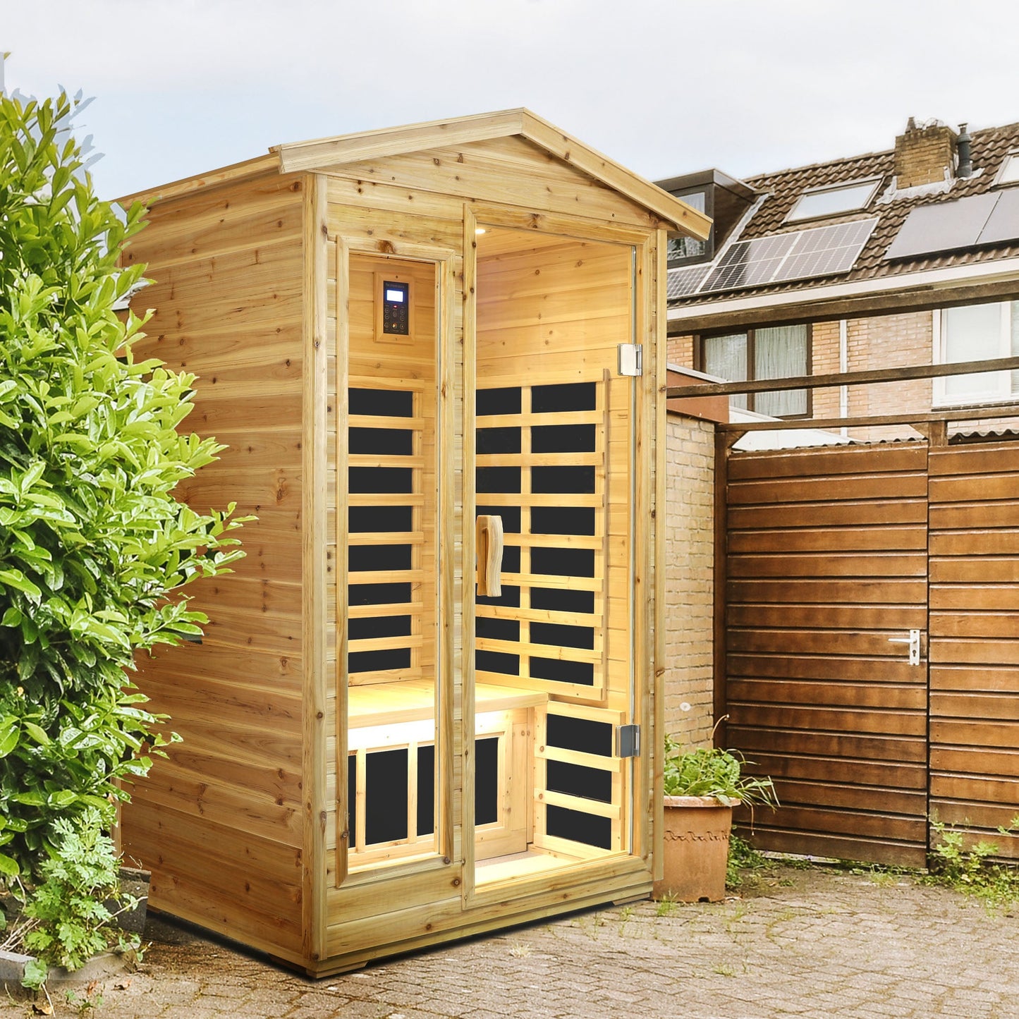 Two Person Far Infrared Old Fir Outdoor Sauna Room by HouseOfZazla in natural wood finish on Tampa Home & Garden Store