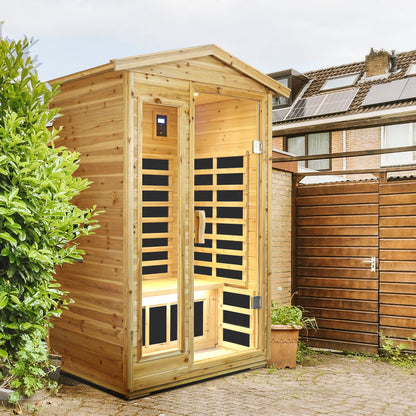 Two Person Far Infrared Old Fir Outdoor Sauna Room by HouseOfZazla in natural wood finish on Tampa Home & Garden Store