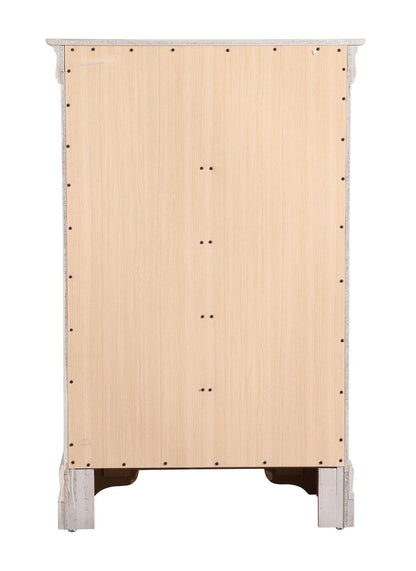 Accent Chest back view: light wood panels with gray textured frame and visible screws on Tampa Home & Garden Store